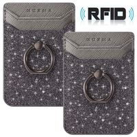 Card Holder for Back of Phone,RFID Blocking Ring Pocket Wallet Stick on Cell Phone Credit for iPhone/Most Smartphones(Black)