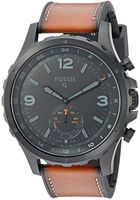 Fossil Q Men's Nate Stainless Steel and Leather Hybrid Smartwatch, Color: Black, Brown (Model: FTW1114)