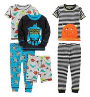 Simple Joys by Carter's Baby Boys' 6-Piece Snug Fit Cotton Pajama Set, Monster/Dino, 24 Months