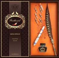 Featheria Fine Point Stylus & Quill Pen - for iPad, iPhone, Samsung Galaxy, Kindle Fire and Most Touch Screens. Great Gift! (Natural Pheasant)