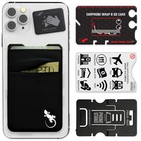 Double Pocket Gecko Phone Wallet - Smartphone Adhesive Card Holder - Cell Phone Pouch - Mobile Stick on Lycra Pocket by Gecko - Carry Credit Cards and Cash - (Black-White)