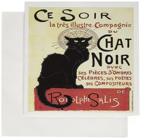 Vintage Art Nouveau Ce Soir Chat Noir French Poster - Greeting Card, 6 x 6 inches, single (gc_149187_5)