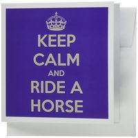 3dRose Keep calm and ride a horse, Purple and White - Greeting Cards, 6 x 6 inches, set of 6 (gc_171907_1)