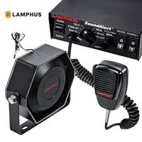 LAMPHUS SoundAlert Siren & Slim Speaker PA System [100W] [6 Modes] [Heavy Duty] [118-124dB] [Microphone] [Hands-Free] [Dual 20A Switches] Emergency Horn Sound System for Police Cars & Fire Trucks