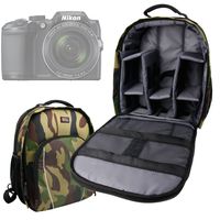 DURAGADGET Camouflage Water-Resistant Backpack with Customizable Interior & Raincover - Compatible with Nikon Coolpix A300 | Coolpix A900 | Coolpix B500 | Coolpix B700 Cameras