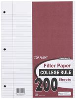Top Flight Filler Paper, 11 x 8.5 Inches, College Rule, 200 Sheets (12401)