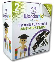 WONDERKID TV and Furniture Anti-Tip Straps with Mounting Hardware, Black, 2 Straps
