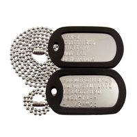 Customized Military Dog Tags - Stainless Steel Dog Tags with Black Silencers
