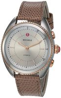 MICHELE Women's Hybrid Smartwatch Stainless Steel Quartz Watch with Leather-Lizard Strap, Pink, 17.8 (Model: MWWT32A00012)