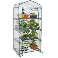 Best Choice Products 4-Tier 27x19x63-inch Mini Greenhouse for Gardens, Patios, and Backyards w/Plastic Cover, Roll-Up Zipper Door, Sturdy Steel Shelves, Clear