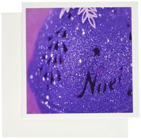 3dRose Purple Blue Noel Bauble - Greeting Cards, 6 x 6 inches, set of 12 (gc_97775_2)