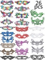 Gejoy 26 Pieces Lace Masquerade Mask Venetian Mask Masquerade Mask Multicolor Costume Lace Eyemask for Halloween Costumes Party (Colorful Style)
