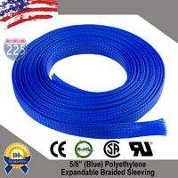 25 FT 5/8" 16mm Blue Expandable Wire Cable Braided Sleeving Sheathing Loom Tubing US
