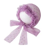Newborn Baby Photography Props Girls Cute Mesh Dot Handmade Hat Headdress (Purple)