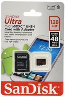 SanDisk Ultra 128GB UHS-I/Class 10 Micro SDXC Memory Card With Adapter- SDSDQUAN-128G-G4A