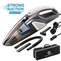 Helteko Car Vacuum Cleaner Corded DC 12V - High Power Compact Hand Vacuum Cleaner with Stainless Steel HEPA Filter and LED Light - 120W Car Vac with 3 Accessories and Carrying Bag for Car Use Only