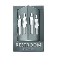Advantus Pop-Out ADA Signs, 6 x 9 Inches, Gray/White, Restroom (91098)