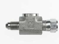 Brennan Industries 6574-06-06-04 Steel Tee Test Point Tube Fitting, 9/16"-18 Male JIC x 9/16"-18 Female JIC Swivel x 1/4"-18 Female NPTF