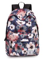 Leaper Floral Laptop Backpack Shoulder Bag Girls Travel Bag Satchel Dark Blue