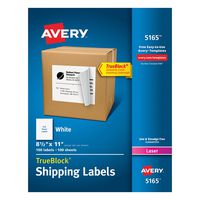 Avery Shipping Address Labels, Laser Printers, 100 Labels, Full Sheet Labels, Permanent Adhesive, TrueBlock (5165), White