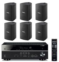 Yamaha 7.2-Channel Wireless Bluetooth 4K Network A/V Wi-Fi Home Theater Receiver + Yamaha High-Performance Natural Surround Sound 2-Way Indoor/Outdoor Weatherproof Speaker System (Set Of 6)