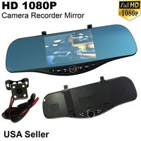 5 in Full HD 1080P Blue 300mm Car Front/Back Up Reverse Rear Camera Video Recorder G-Sensor Interior Rearview Mirror USA