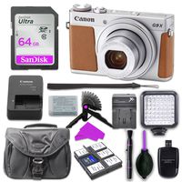 Canon PowerShot G9 X Mark II Digital Camera (Silver) with Built-in Wi-Fi & Bluetooth w/ 3 inch LCD with 64GB SD Memory Card + Mini Stable Tripod and Grip + LED Video Light Accessory Bundle