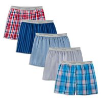Fruit of the Loom Men's  Contemporary Plaid and Stripe Boxer, Multi, X-Large(Pack of 5)