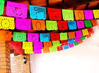 5 Pk Fiesta Party Decorations, Papel Picado Banner 60 ft total, Cinco de Mayo tissue PAPER garland, Mexican theme party supplies for Weddings, Birthdays, Taco Mexican Paper Flags Paper Picado WS100