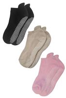 RATIVE Anti Slip Non Skid Barre Yoga Pilates Hospital Socks with grips for Adults Men Women (X-Large, 3-Pair/Black+Beige+Pink)