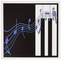3dRose Blue Music Notes on Piano Keys - Greeting Cards, 6 x 6 inches, set of 12 (gc_12997_2)