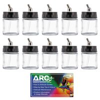 Master Airbrush® Brand Box of 10-each TB-002 3/4-Ounce, (22cc) Glass Bottle Air Brush Depot Airbrushing Accessories, Works with Master, Badger, Paasche Airbrushes, Also Includes a (FREE) How to Airbrush Training Book to Get You Started