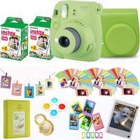 Fujifilm Instax Mini 9 Instant Camera + Fuji Instax Film 40 Shots + Protective Case + Magnetic Acrylic Frame + Album, Frames, Filter Set & Selfie Lens 90 PC Design Kit ... (Lime)