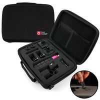 DURAGADGET Black Armoured EVA 'Shell' Storage Case with Custom Mould and Customizable Shock-Absorbing D.I.Y Foam Interior for The Go Pro Session/Session Surf Headcam - Shoulder Strap Included