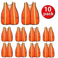 SIFE High Visibility Reflective Safety Vest with 1 Inch Reflective Strips,Made from Breathable and Neon Orange Mesh Fabric,Universal Size,10 pack