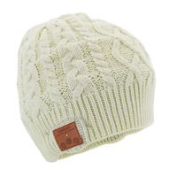Tenergy Wireless Bluetooth Beanie Hat with Detachable Stereo Speakers & Microphone, Fleece-Lined Unisex Music Beanie for Outdoor Sports, Braid Cable Knit (Cream)