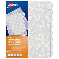 Avery Style Edge Insertable Plastic Dividers, 8 Tabs, 1 Set, Assorted Fashion Designs (11291)