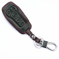 WFMJ Black Leather 5 Buttons Remote Smart Key Chain Cover Case for Ford Mustang Fusion F-150 F-450 Edge Explorer F-550 Lincoln MKZ MKC