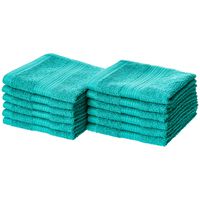 AmazonBasics Fade-Resistant Cotton Washcloths - Pack of 12, Teal