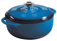Lodge 4.5 Quart Enameled Cast Iron Dutch Oven. Blue Enamel Iron Dutch Oven (Carribbean Blue) - EC4D33