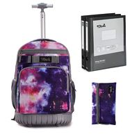 Tilami Rolling Backpack 18 inch Binder and Pencil Case Laptop Backpack (Galaxy Purple)