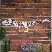 3D Dinosaur Happy Birthday Banner - Dinosaur Party Supplies Decorations - PREMIUM Dinosaur Decorations T-Rex Raptor Design with 3D Shading - NEW for 2019, Realistic, Large and Pre-assembled