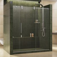 DreamLine Enigma 68-72 in. W x 79 in. H Fully Frameless Sliding Shower Door in Polished Stainless Steel, 1/2 in. Glass, SHDR-60727912-08