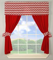 Baby Doll Bedding Chevron Window Valance and Curtain Set, Red