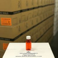 Amber Fluid Oval Bottles with Child Safe Cap and Free Adaptors 02 Oz (250 Units/Box)