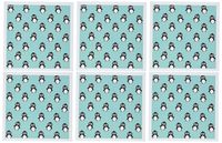 3dRose Penguin Pattern Teal Blue, Turquoise Black White - Greeting Cards, 6 x 6", Set of 6 (gc_113122_1)