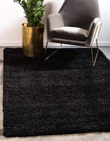 Unique Loom Solo Solid Shag Collection Modern Plush Jet Black Area Rug (8' 0 x 11' 0)