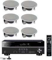 Yamaha 5.1-Channel Wireless Bluetooth 4K A/V Home Theater Receiver + Yamaha Easy-to-Install Natural Sound 2-Way Flush Mount In-Ceiling Speakers (Set of 6)