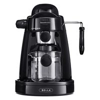 BELLA (13683) Personal Espresso Maker with Built-in Steam Wand, Glass Decanter, Permanent Filter & 5 Bar Pressure, Black