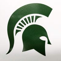 Nudge Nudge Printing Michigan State MSU Spartans Metallic Green Spartan Helmet Head Car Window Decal Vinyl Bumper Sticker Laptop Sticker Auto Emblem Made in East Lansing, Michigan USA